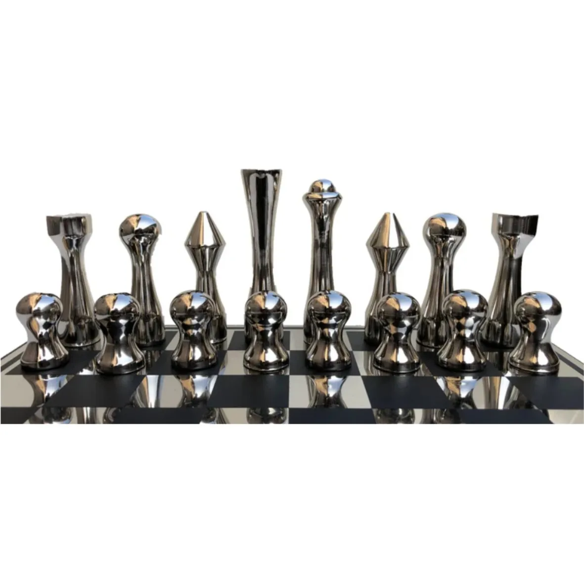 Wholesale Prisma Designs Luxury Metal Square Chess Board 12" Unique Design Handmade Chessman Elegant Chess Set Natural Powder