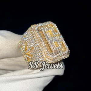 Custom Made Iced Initial Letter Hip Hop Champion Ring VVS Real Moissanite 925 Sterling Silver Rhodium Plated Men Ring