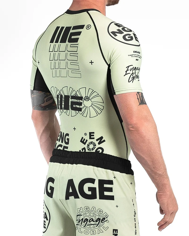 Custom Printed Rash Guard Sublimation Printed Rashguard Mma Rushguard Bjj OEM Mma Rashguard for Men Short Sleeve Rash Guard