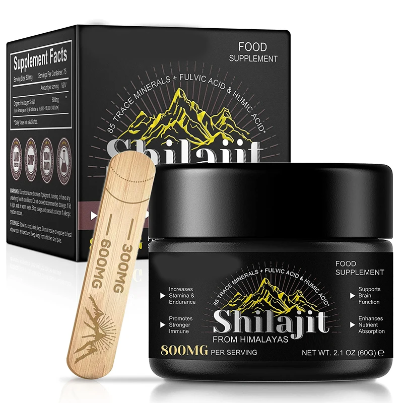 mórdhíolachán lipéad príobháideach shilajit grád órgaine orgánach Himalayan grád óir shilajit Himalayan resin le haghaidh fuinneamh a threisiú tacaíocht imdhíonachta