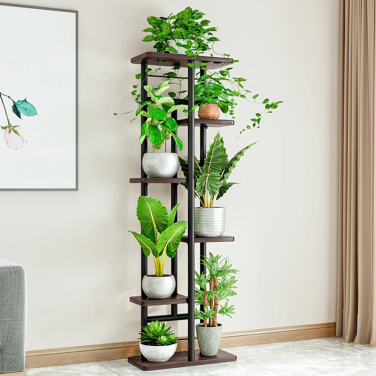 Wholesale Artificial Metal Flower Display Racks  Multilayer Wedding Flower Shelf Balcony Flower Pot Stand