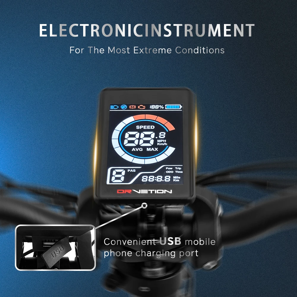 DrVetion CT20 Electric Fat Bike 48V 750W up to 45km/h 250W Rear Hub Motor Aluminum Frame 60km Range