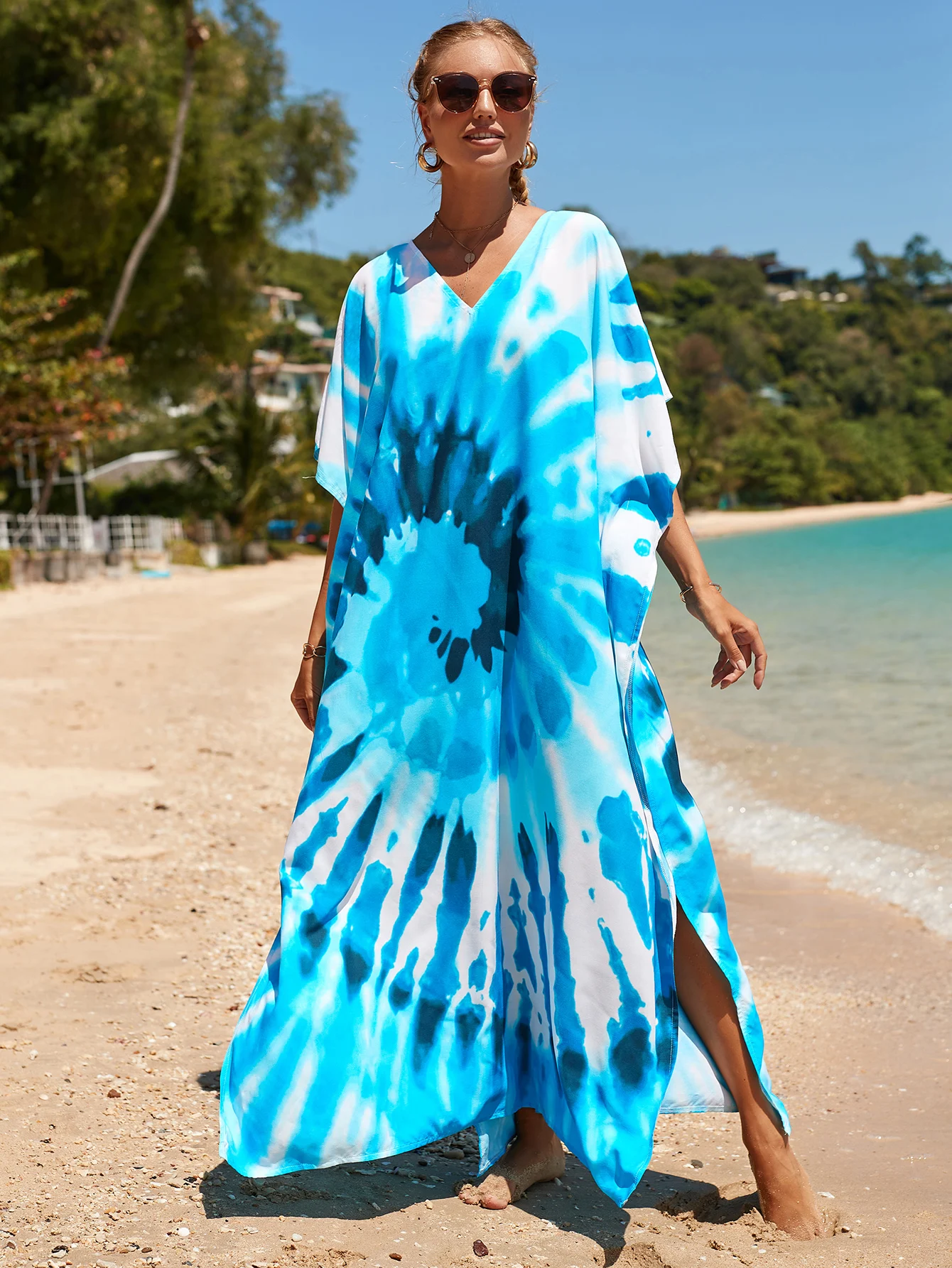 Factory 44 Multi Beautiful Patterns Tie Dye Plus Size Holiday Kaftan