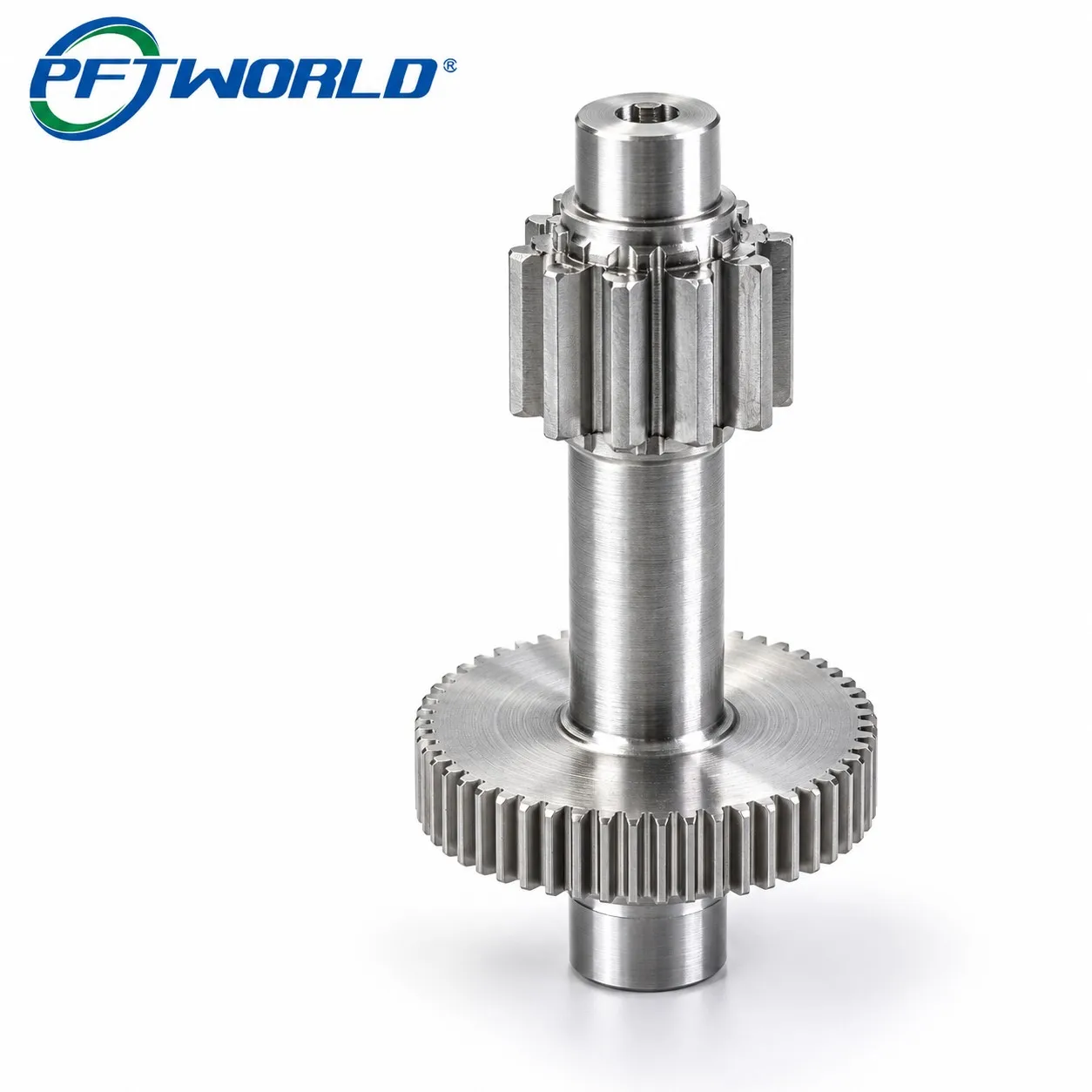 PFTWORLD precision CNC machined stainless steel gear shaft
