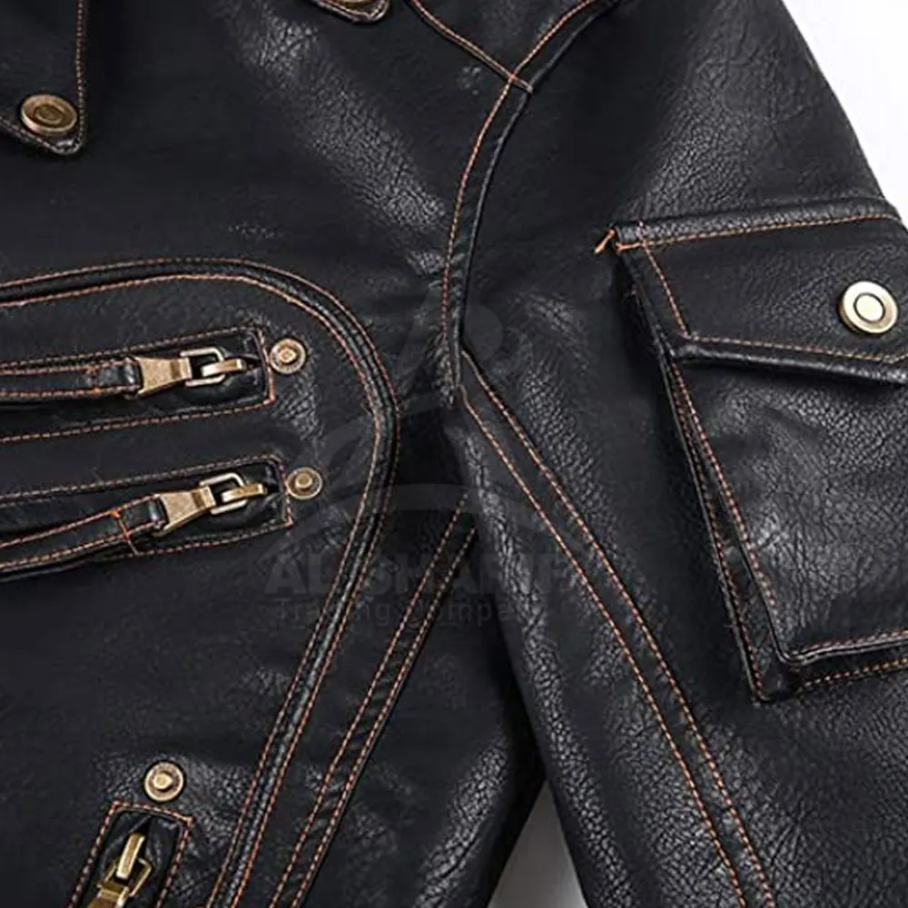 2023 New Style Light Weight Blank Windproof Men's Leather Jackets