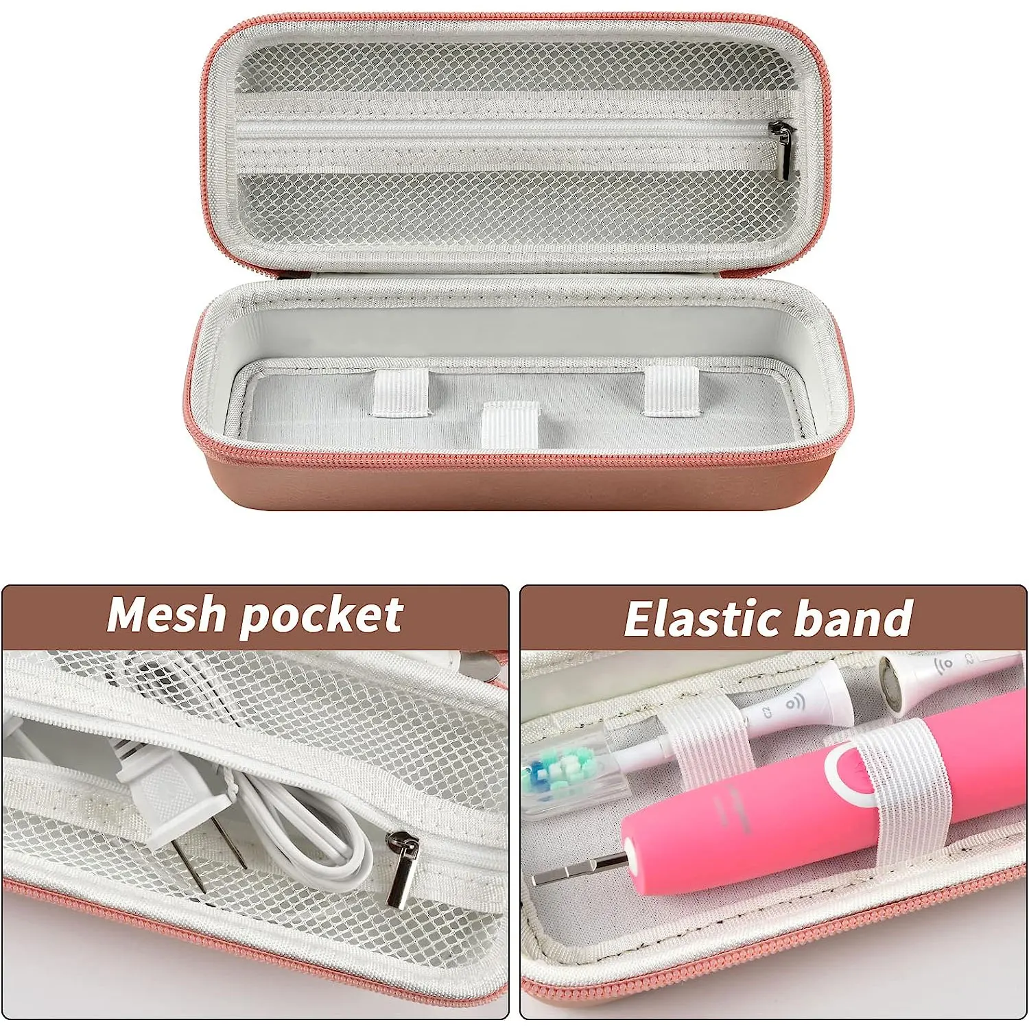 Portable Gold Toothbrush Travel Case For Oralb & Philips Electric Toothbrushes Compatible