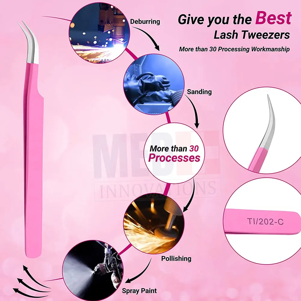 Best Color Coated Private Label Lash Tweezers 90 Degree Eyelash