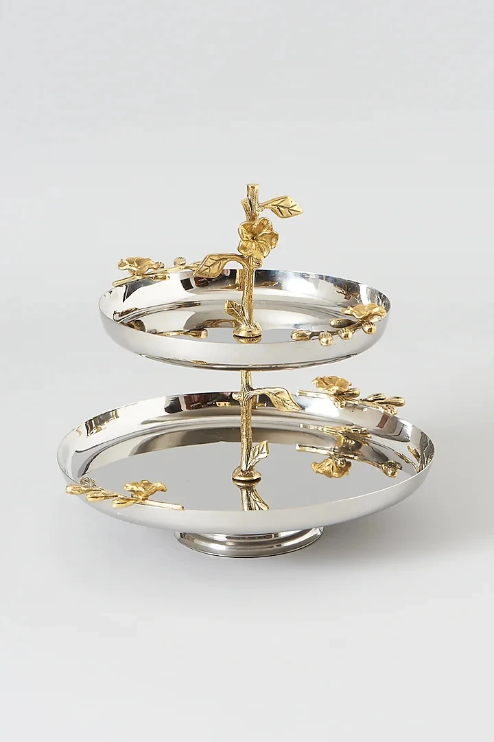 Serving Stand Stainless Steel Display Tray for Fruits Cookies Macarons Cakes Pastry Platter Appetizer