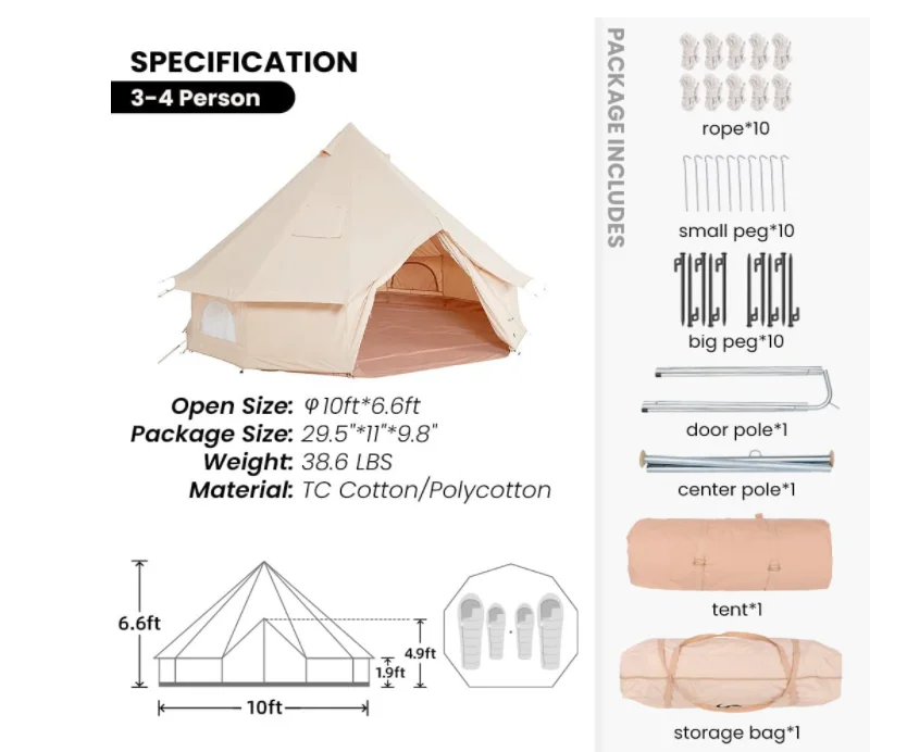 Custom 5+person Glamping Tent Wall Yurt Family Tent Camping Outdoor
