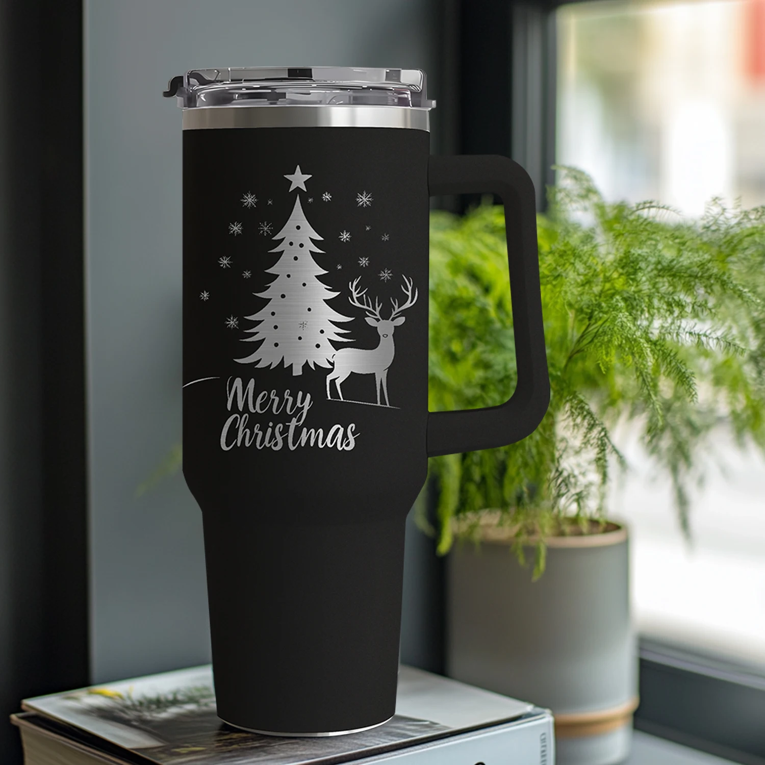 Customised 40oz Tumbler With Handle Laser Engraved Steel Cup_voghion.com