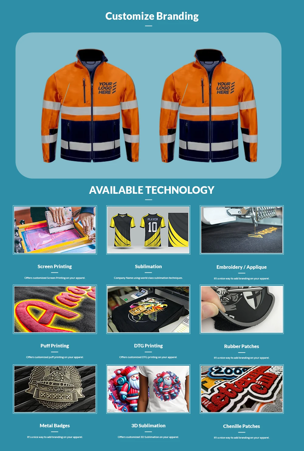 Your Logo Printed High Visibility Workwear Clothing Working Jackets
