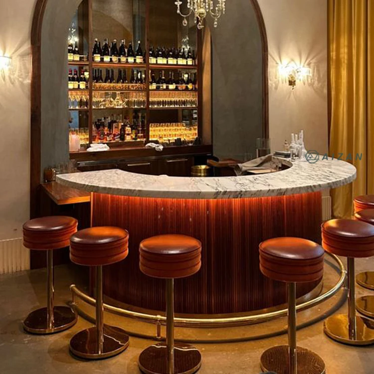 Semi-circle Shape Modern Red bar Counter Mini Size bar Design for Home