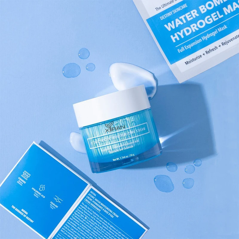 Private Label Water Drop Face Cream Korean Hyaluronic Acid Anti Aging Squalane Hydrating Atomic Water Moisturizing Face Cream