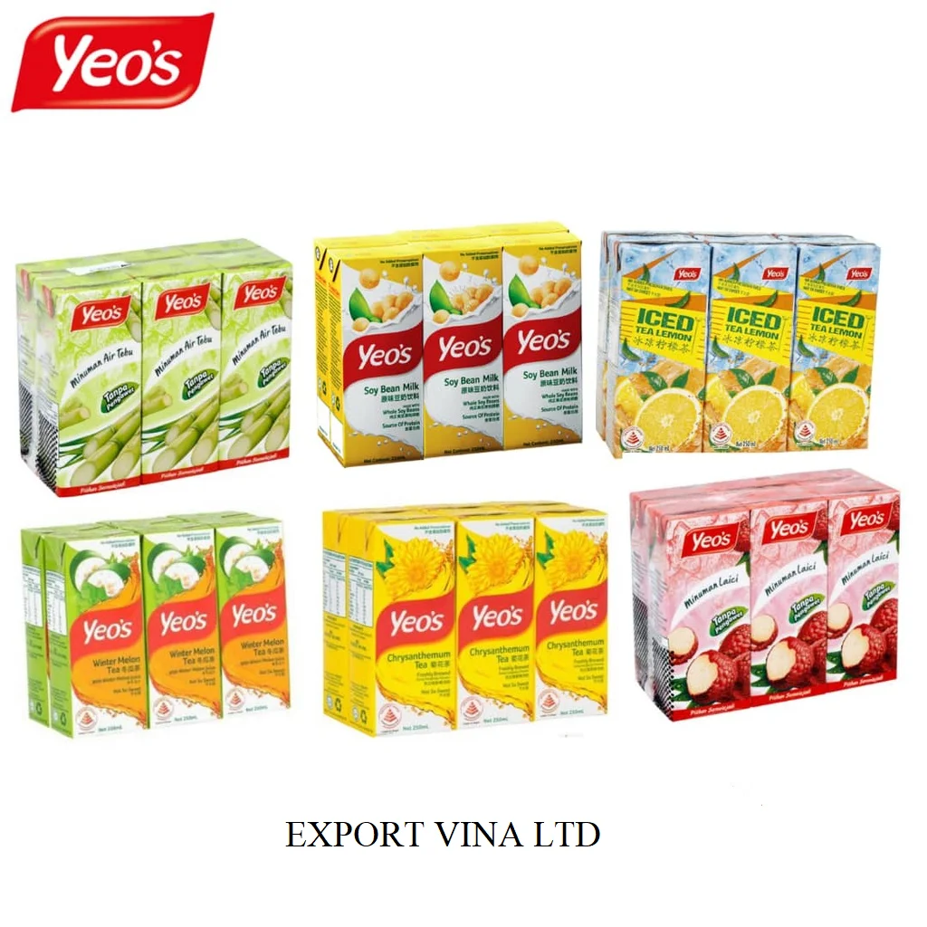 Export Yeo's フレーバーピュアフルーツピューレジュースドリンク 250mL 箱
