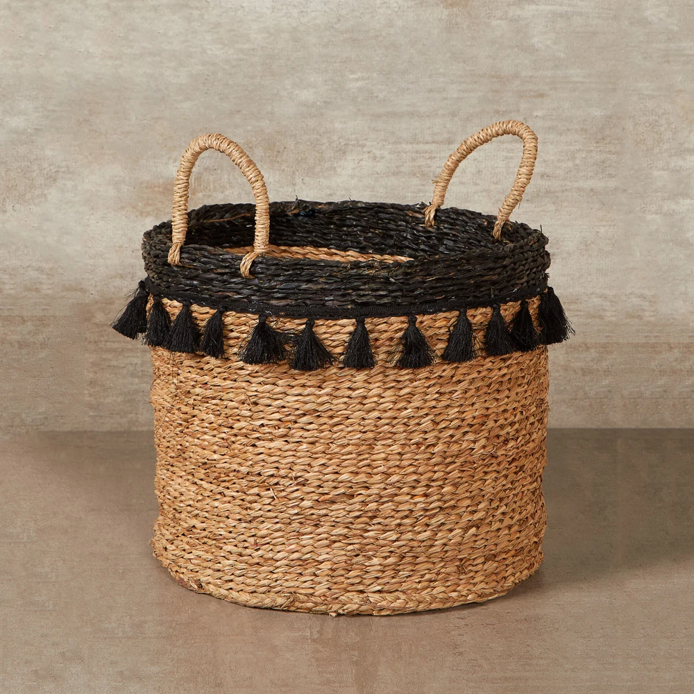 Natural Fiber Foldable Basket (set Of 2) Water Hyacinth Basket Storage