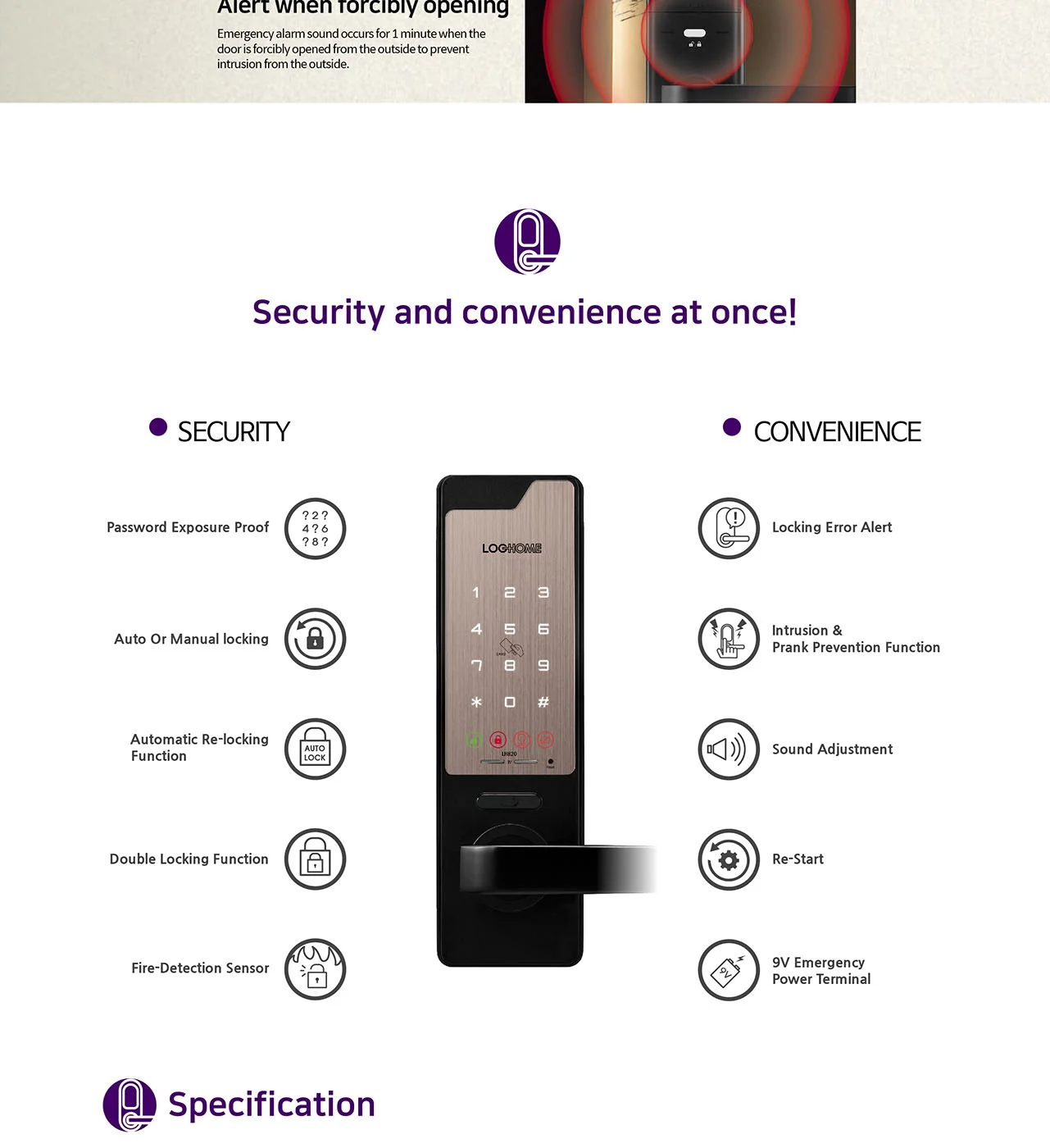 Evernet LH820-SNK Smart Mortise Lock Digital Door Lock with Password ...