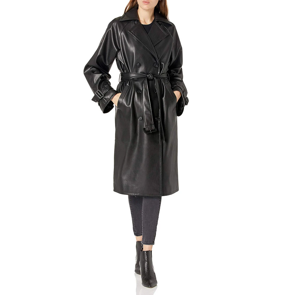 Latest Arrival Long Coat Oem Custom Warm Women Leather Coat Ladies Long Pu Coat By Village Impex - Image 2