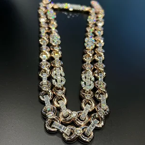 High Quality Customized 16mm Cuban Link Moissanite Chain 925 Sterling Silver Gold Plated Iced Jewelz Hip Hop Unisex