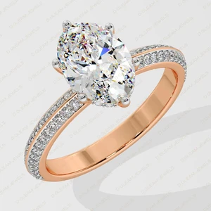 IGI Certified 14Kt Rose Gold Plated Lab Grown Diamond Solitaire Ring Ethnically Inspired Oval Cut Engagement Wedding Gift