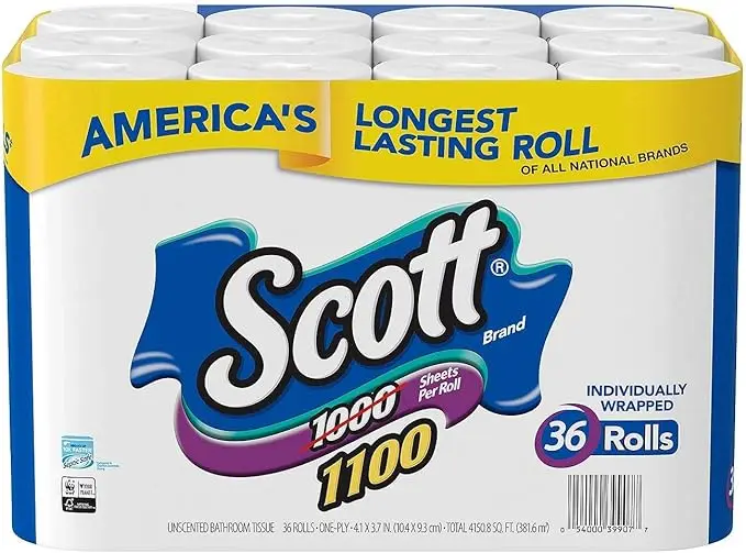 Scott 1000 Sheetsper Roll Toilet Paper (36count),Blue Buy Charmin