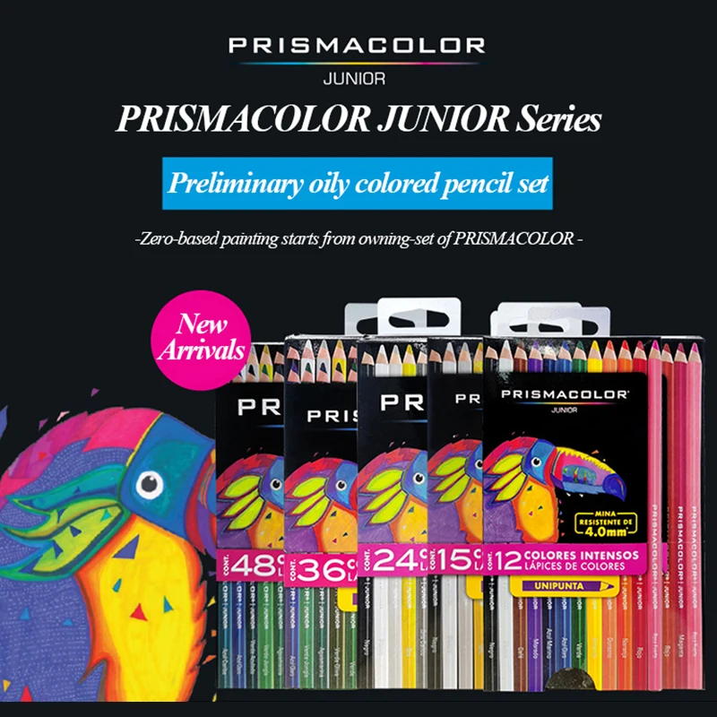Prismacolor 12/24/36/48 Colors Junior Series Oil Based Wooden Pencils Set 4.0mm Rich Color College Level_voghion.com