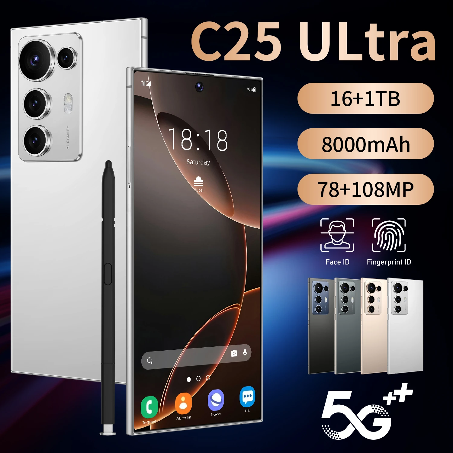 C25 Smartphone ULTRA - Android 14, 1TB Storage, 108MP Camera