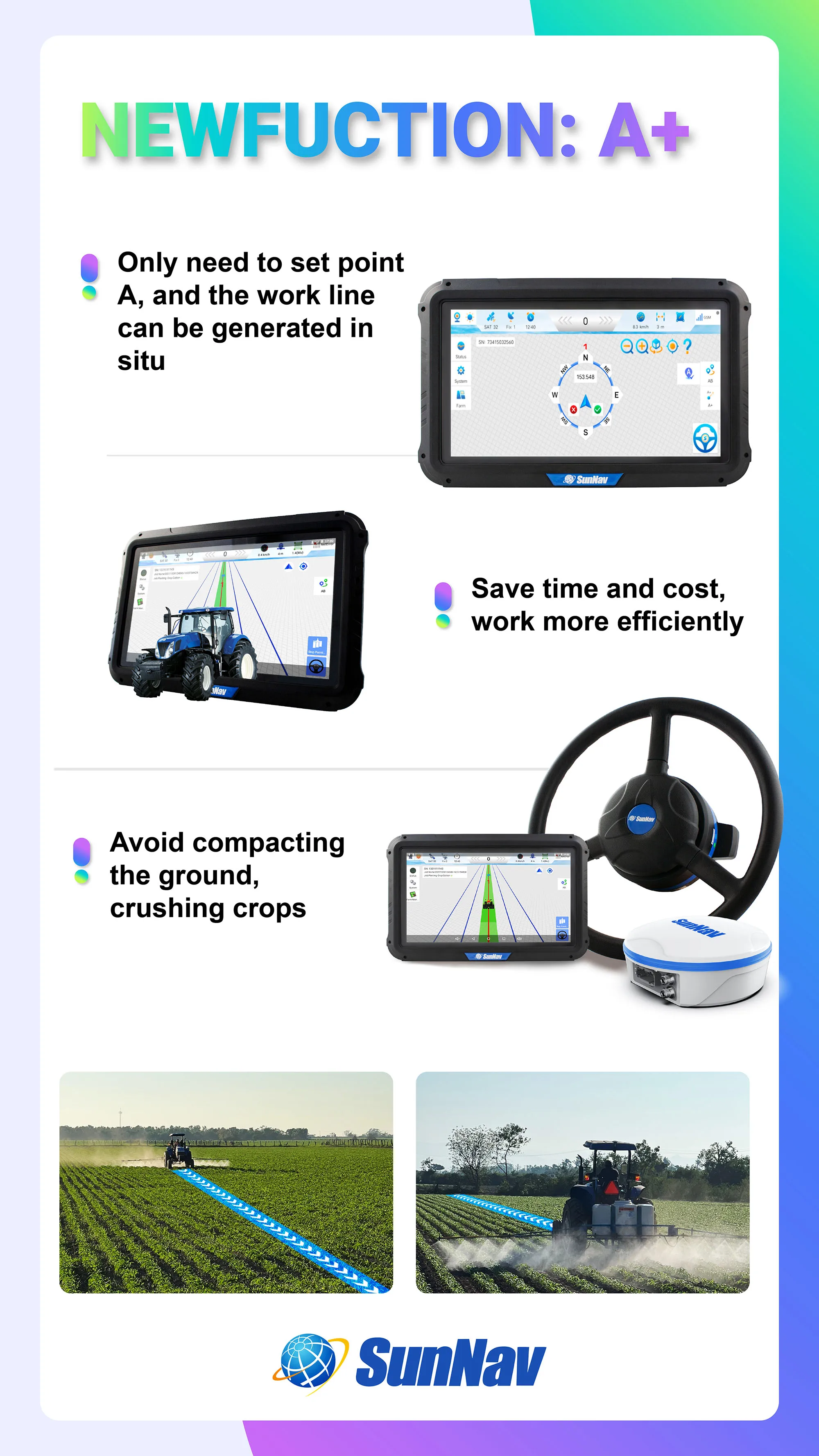 Precision Agriculture Tractor Auto Steering System AG300 Auto pilot System for Tractor Navigation Steering System