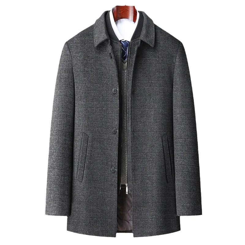 Wool Blends Mens Casual removable vest plus fleece thickened waist for formal wool trench men woolen coat_voghion.com