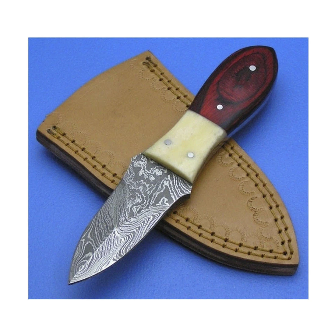 Нож для морепродуктов из дамасской стали, с деревянной ручкой