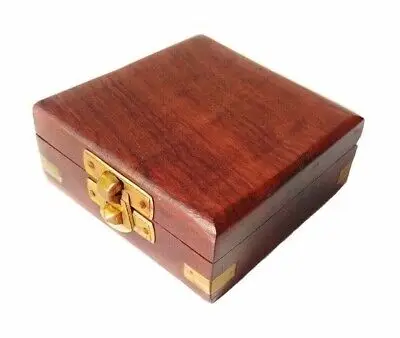 Wooden Box Antique Brass Finished the Mary Rose Thread Sundial Compass Pocket Gift by faizacraft