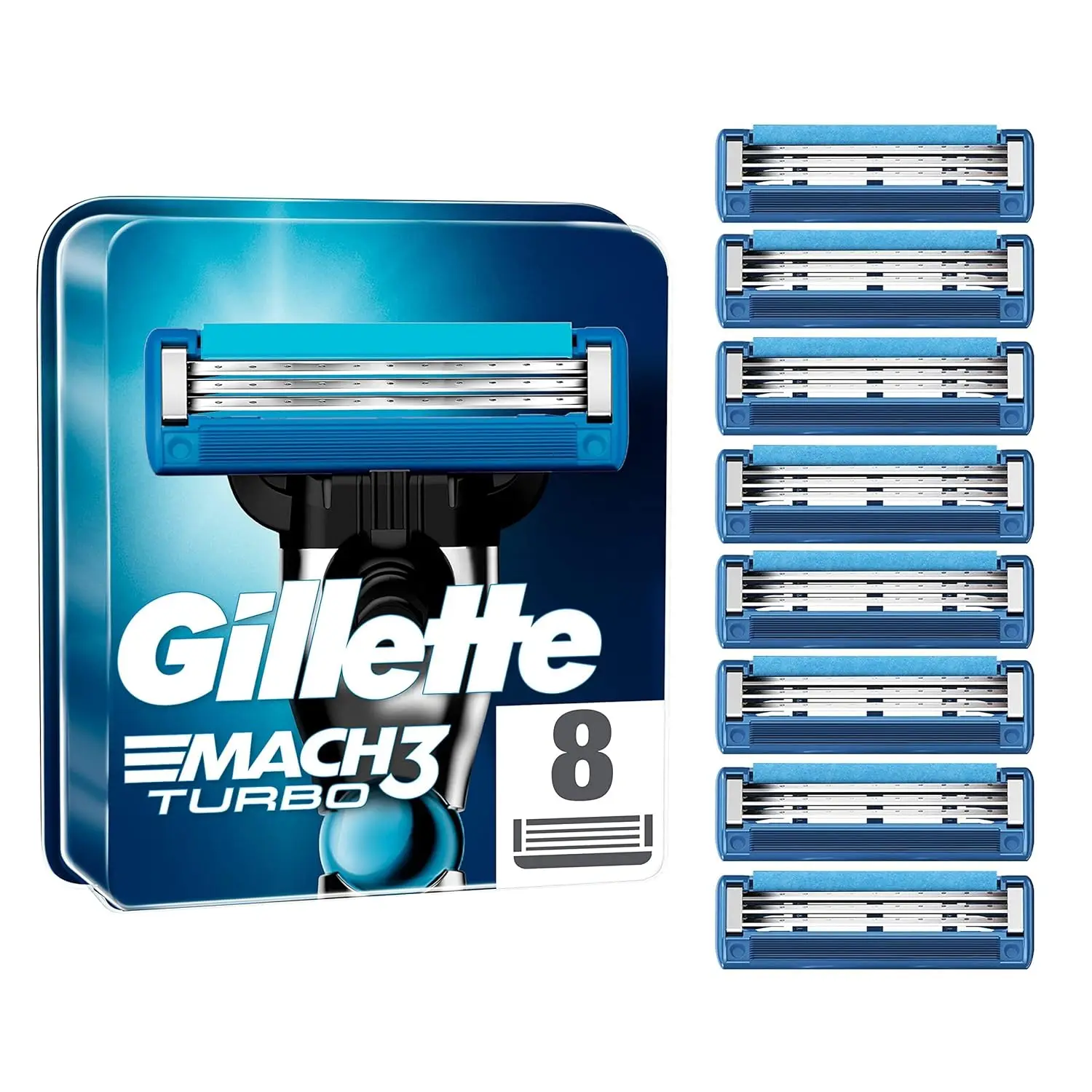 Gillette Mach3 Turbo 替え刃 8個入　12箱セットになります Gillette Mach3 Turbo 替え刃 8個入り 12箱セット。 【公式通販】