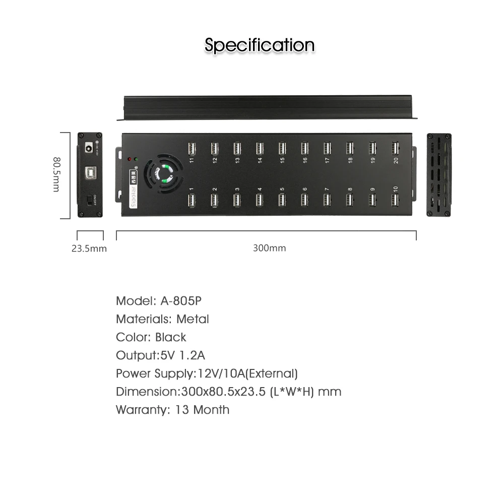 Multiport Usb Data Hub Fast Charging Station 20 Port USB 2.0 Hub For Multiple Devices computer hardware & software