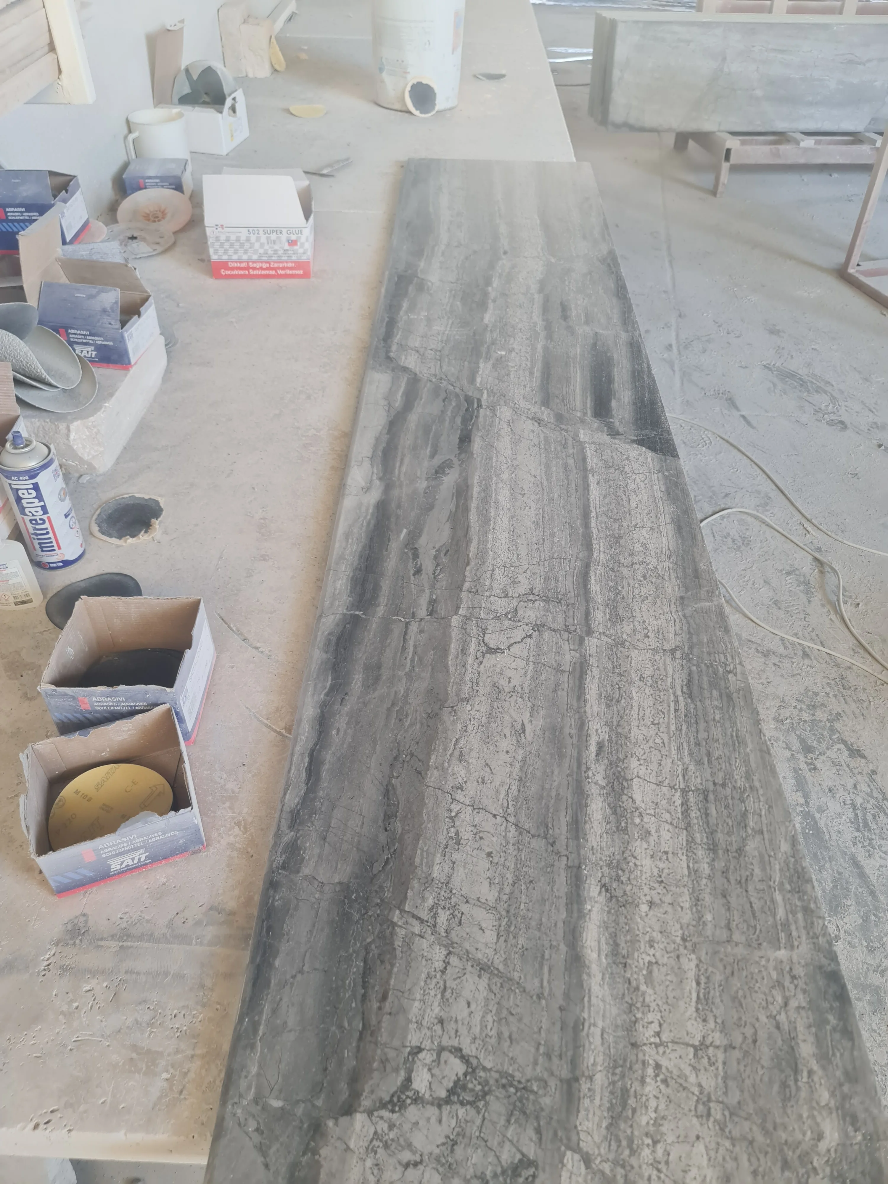 2024 Royal Grey Marble Straight Vein Cut Bullnose Edges Made In Turkey ...