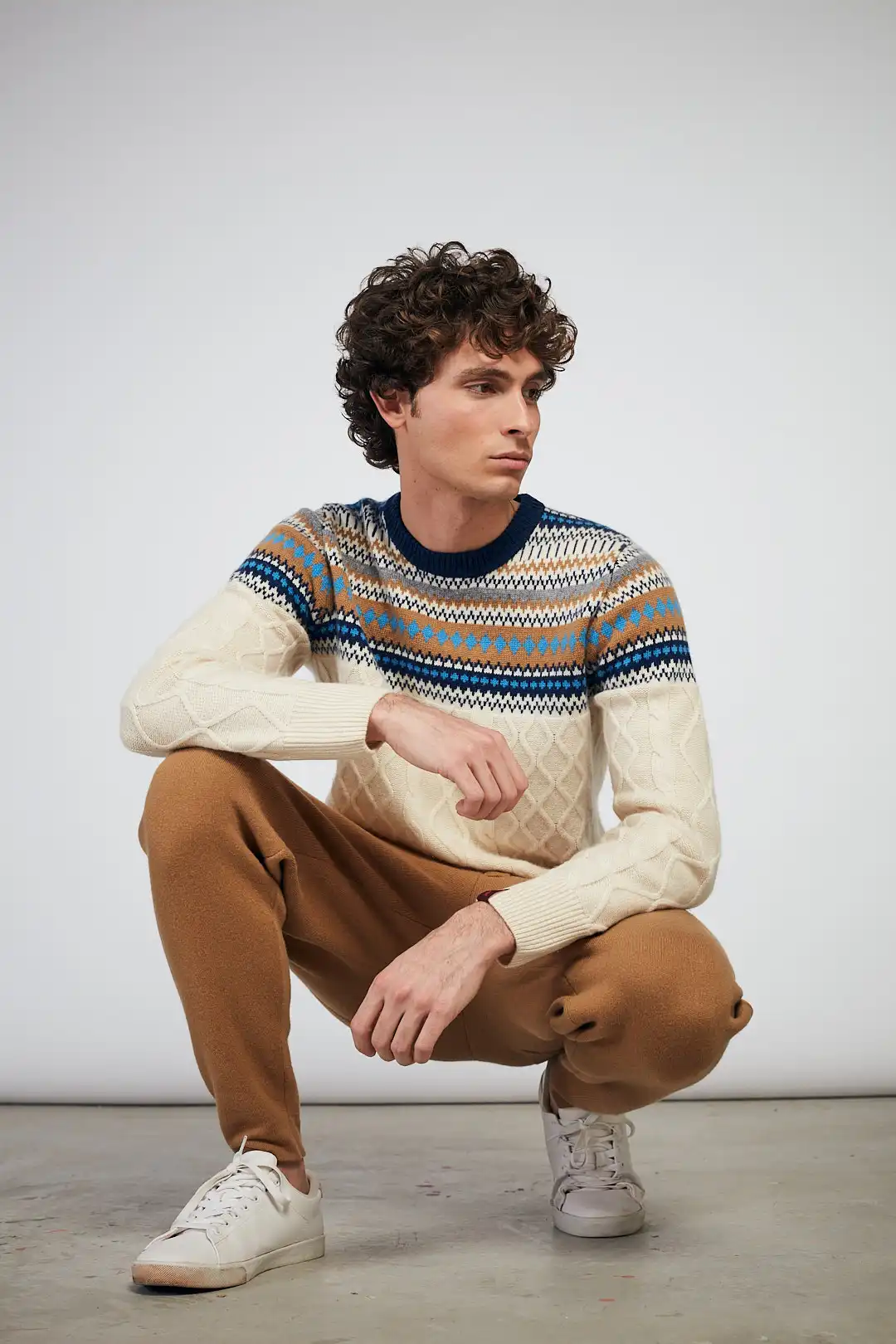 Made In Italy Cashmere Yarn High Quality Knitted Sweater For Men Round