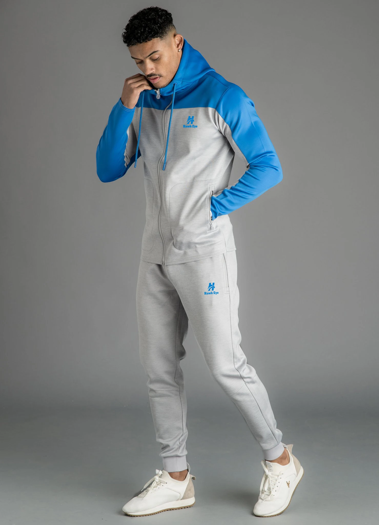 Royal Blue With White Color Slim Fit Men Tracksuit Manufacture By Hawk