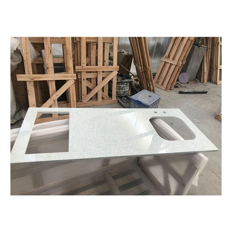 Kitchen Crystal Shell White Quartz Countertop