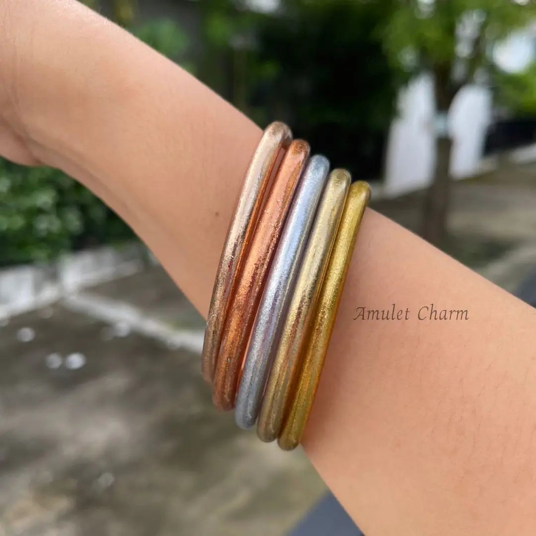 Buddhist Bracelet Made in Thailand Gold Leaf Bangle Exquisite Work Made  From Gold Leaf - Main Image