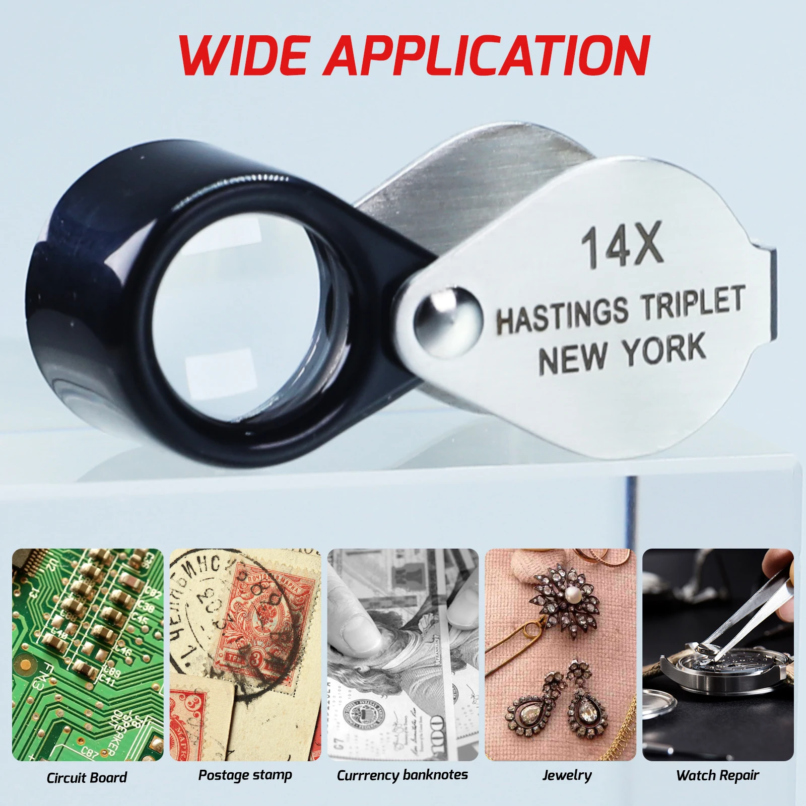 14x Loupe Magnification Hasting Loupe Mini Optical Glass Triplet Lens