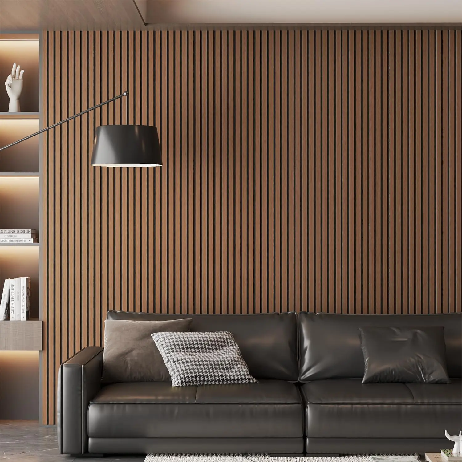 Akupanel Environmentally Friendly Acoustic Slat Wood Panels 3D Fluted Sound Absorbing Wall Panels for Living Room Bedroom
