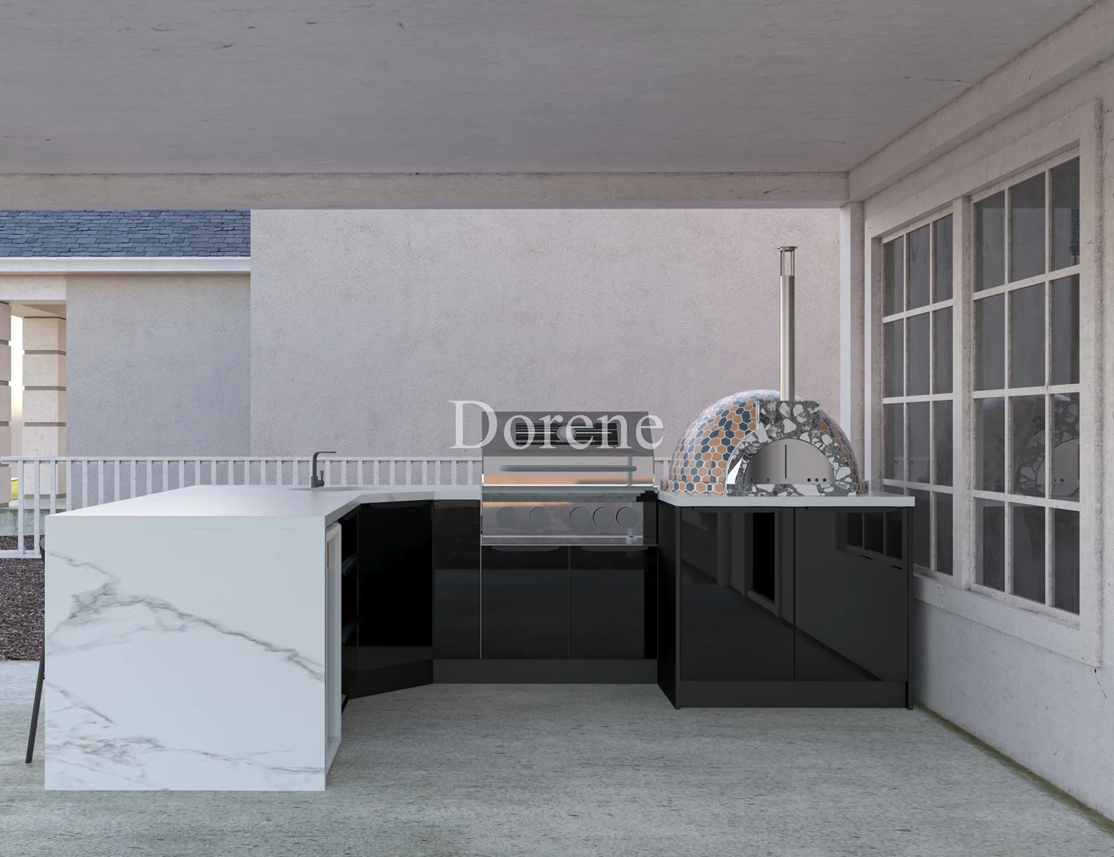 2024 Hot Sale Dorene High End Complete Outdoor Play Kitchen with Bbq Equipment