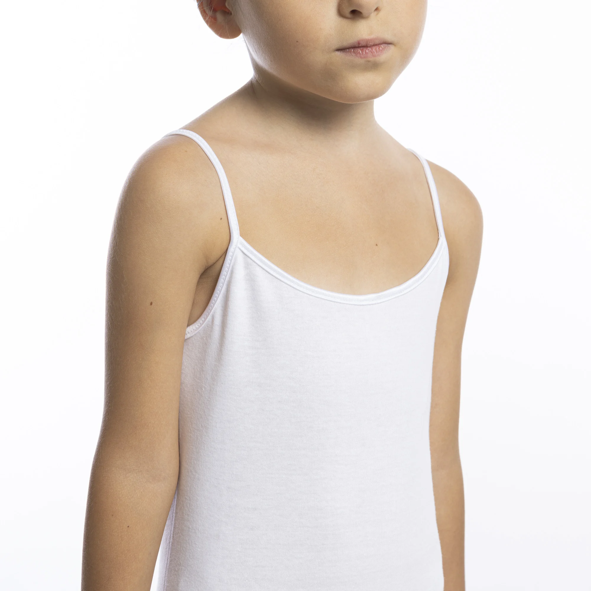 Made In Italy - Narrow Shoulders Girl's Undershirt Tank Top With Satin ...