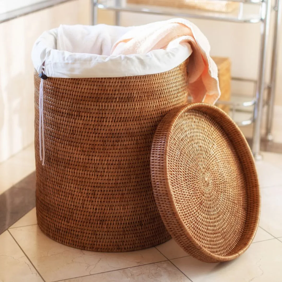 Wholesale Natural Ecofriendly Woven Rattan Storage Basket With Handle