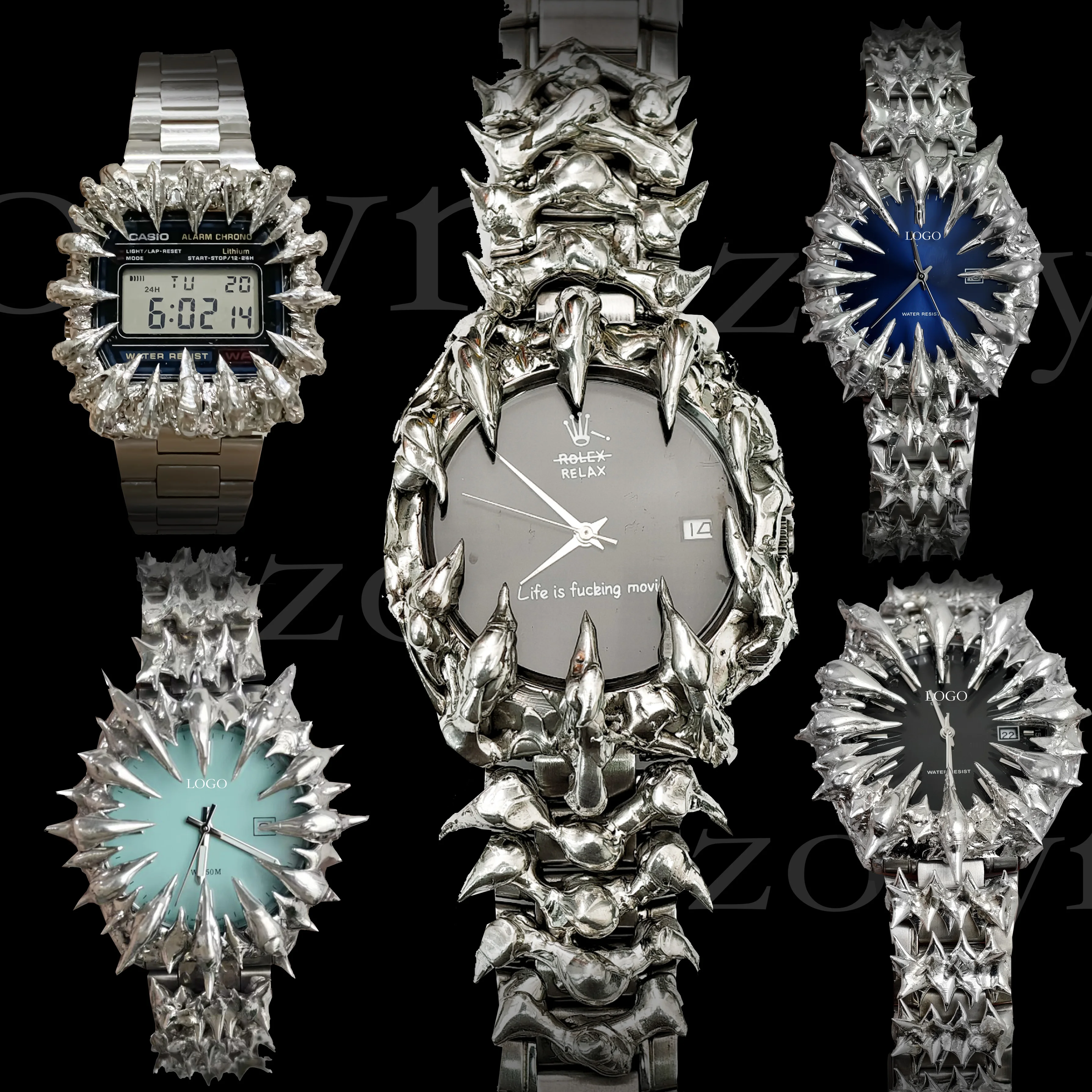 Custom Designed Alabaster Overspiked Steel Case Watch with Unique 