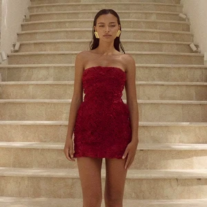 Glamorous Eco-Friendly Mini Party Dress with Handcrafted Floral Motifs Off-the-Shoulder Neckline Loose Fit for Nighttime Events