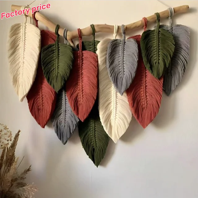 2023 INS Hot wholesale leaf home decor cotton boho macrame tapestry wall hanging