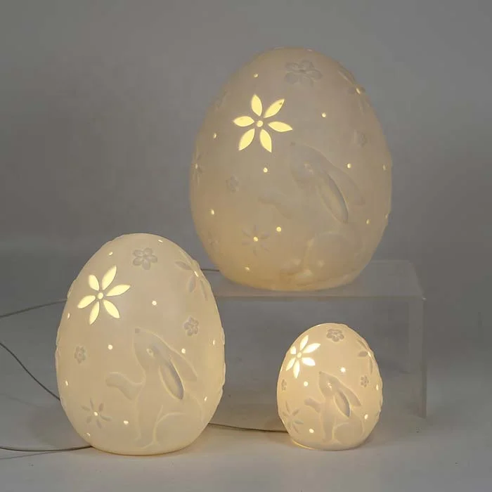 Spring Decorative Led Rechargeable Egg Light Easter Led Light Ceramic Egg