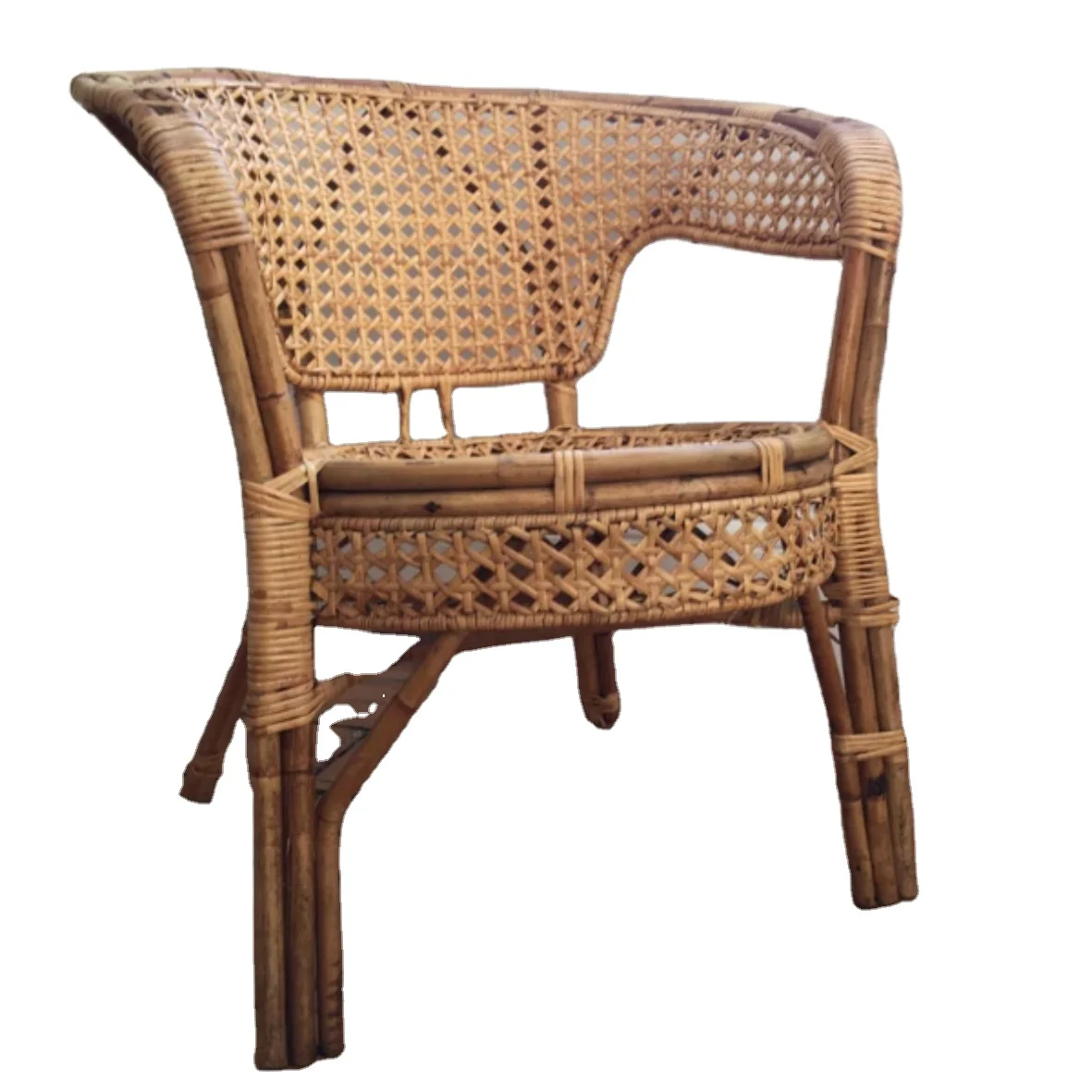 rattan high back armchair