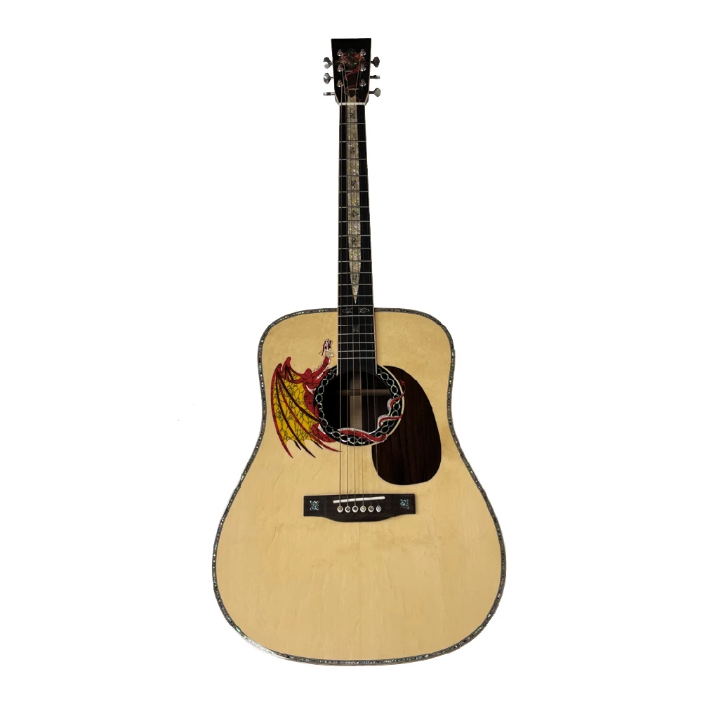 High Quality 41'' Acoustic Guitar with Madagascar Rosewood Spruce Sapele Solid Fingerboard Ebony-Stringed Instrument