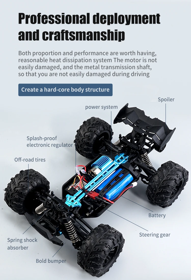 SCY-16102 1/16 4WD RC Truck Max-Speed 38km/h Brushed Motor 2.4Ghz Remote Control Off-road Vehicle RC Cars Kids Toys Boys Gifts