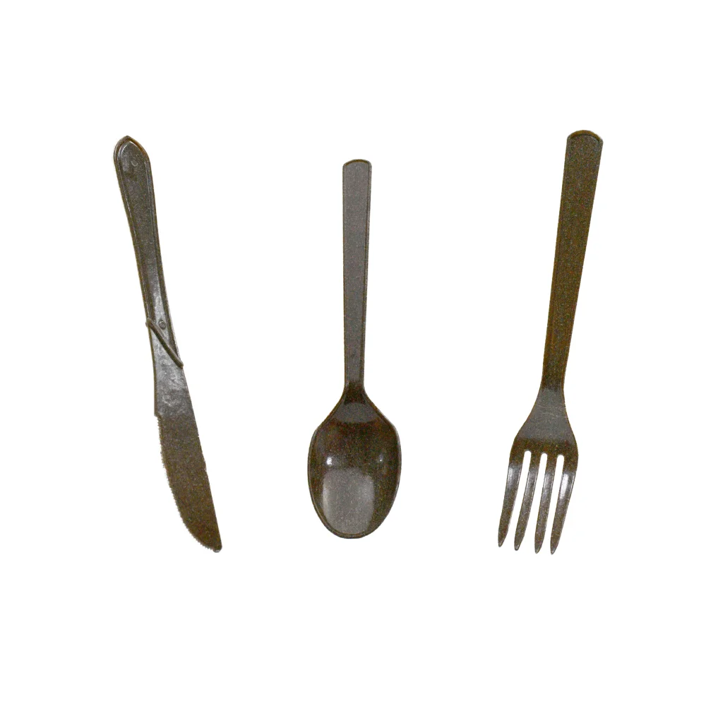 Convenient Cutlery Set With Knife Spoon Fork Can Biodegradable And Reused Made From Coffee